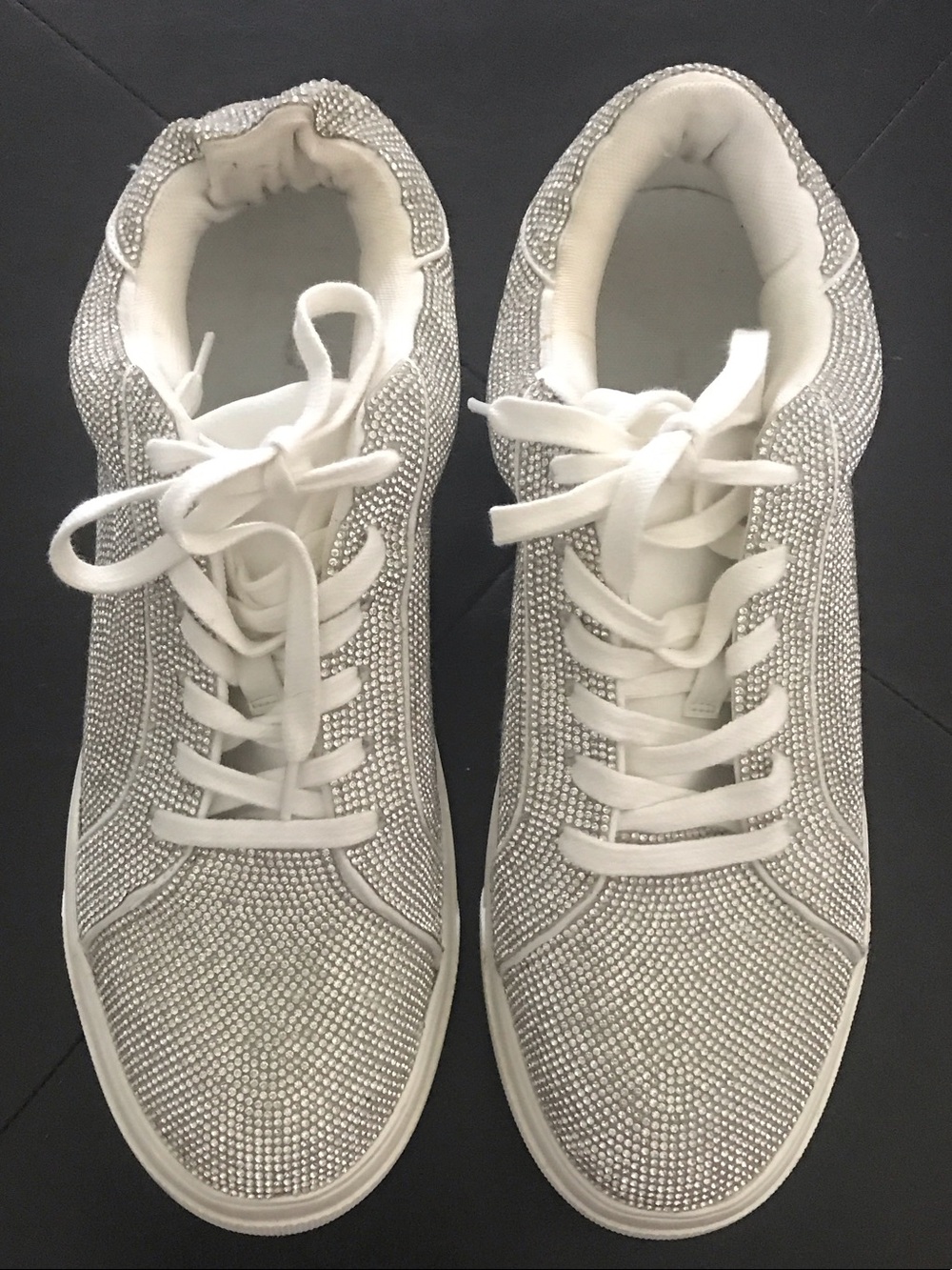Jessica Simpson Silver Crystal Lace-Up Sneakers Size 11